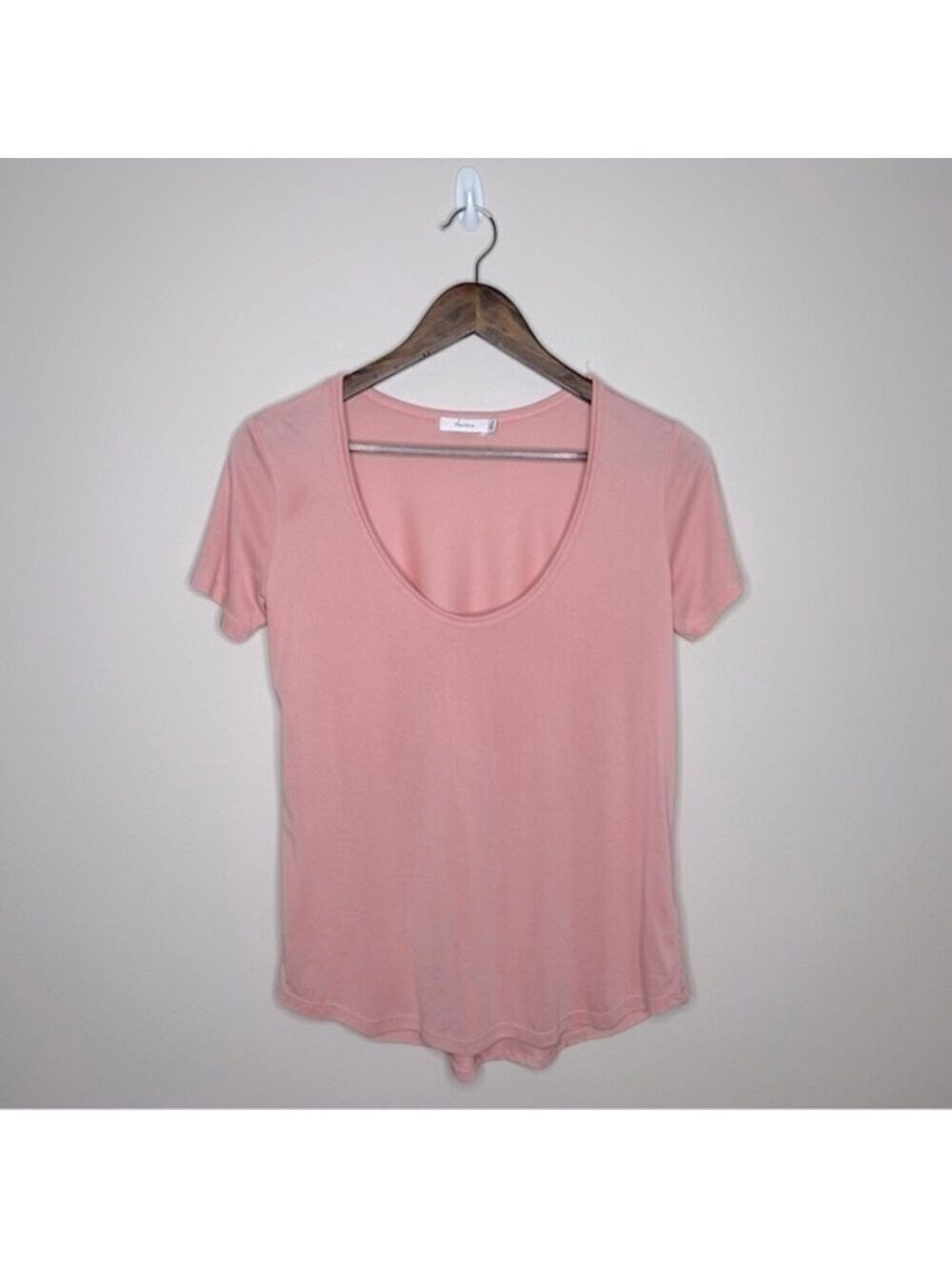 Aritzia Talula Pink Modal Scoop Neck Short Sleeve Tee Shirt XXS